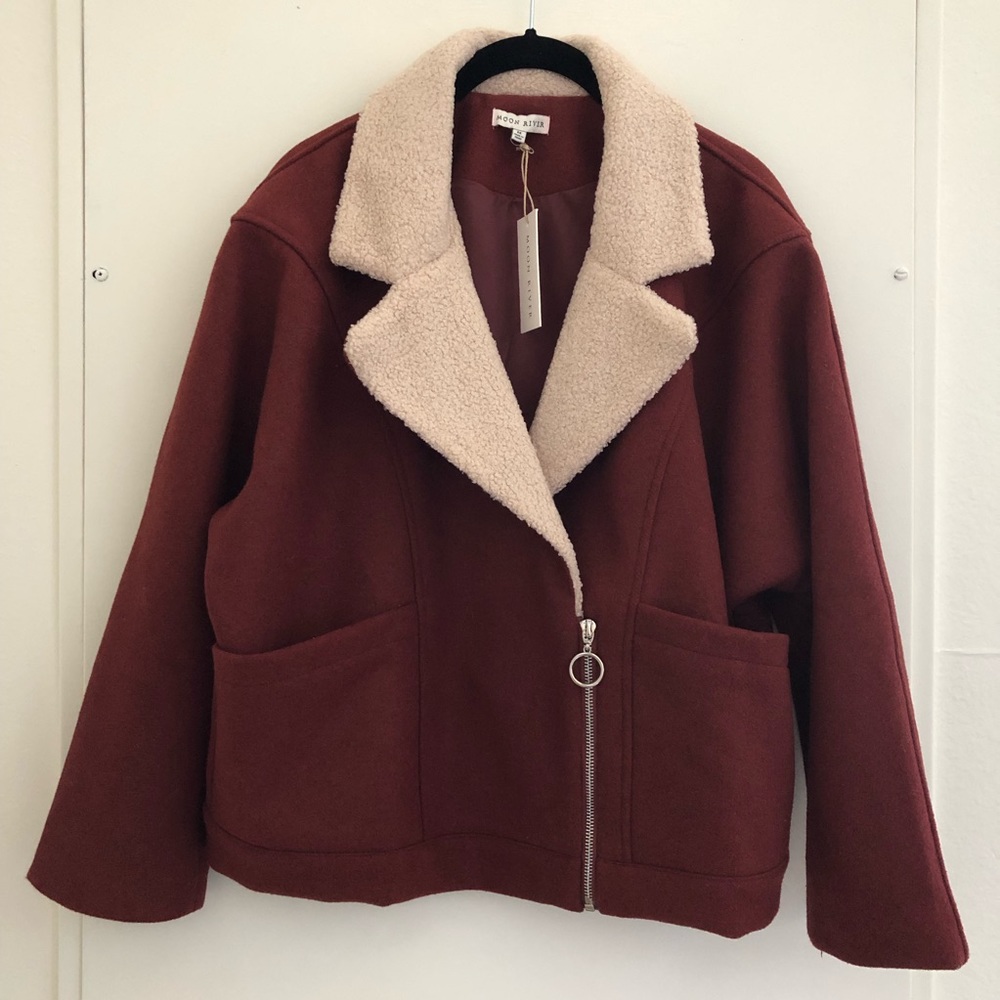 Moon River Wool Moto Jacket, size M